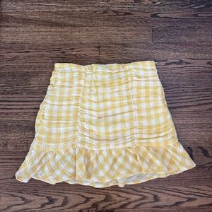 Zara Women's Yellow & White Checkered Mini Skirt- Size S